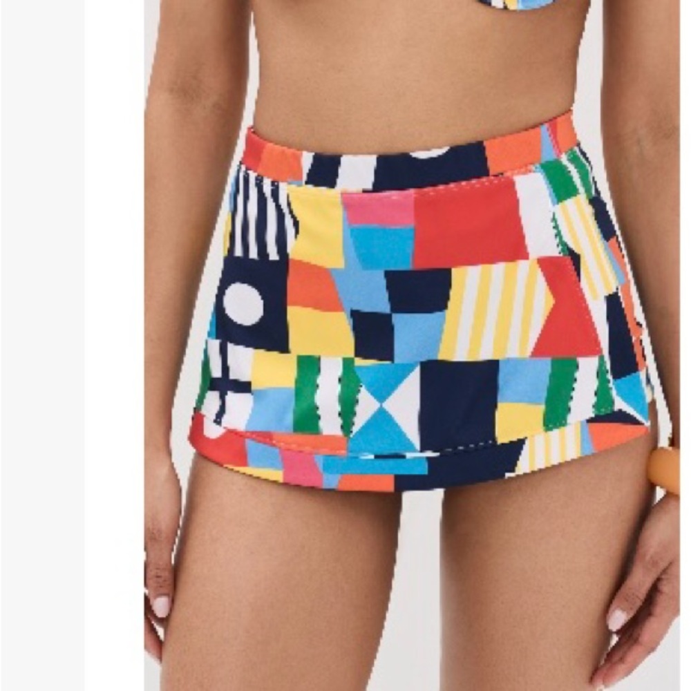 STAUD Multicolor Geometric Swim Skort